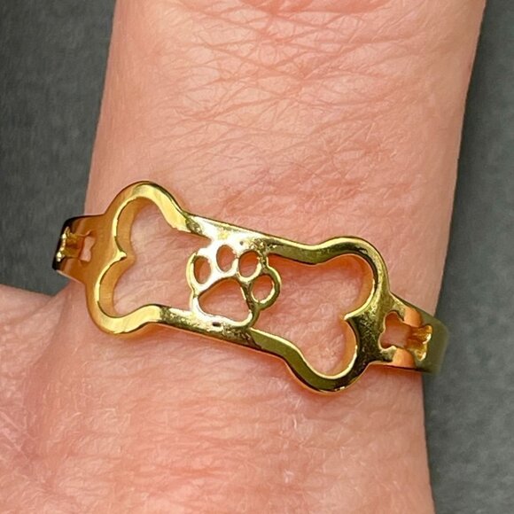 Dog Bone and Paw Print Ring with Open Design #1246 - Picture 8 of 14